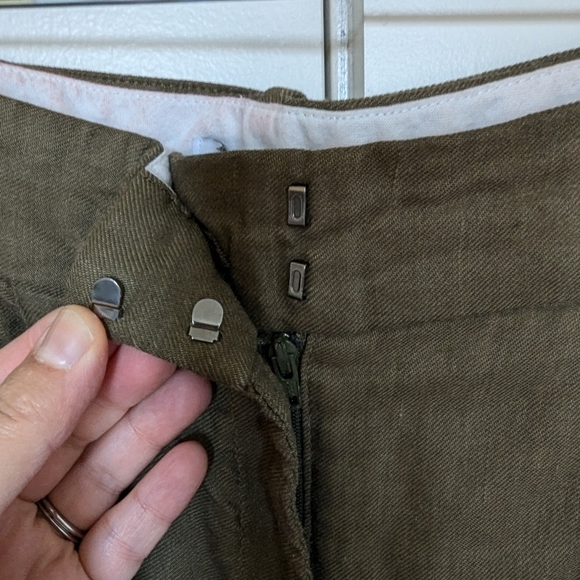Reiss linen blend pants olive green sz 8 - Picture 6 of 12
